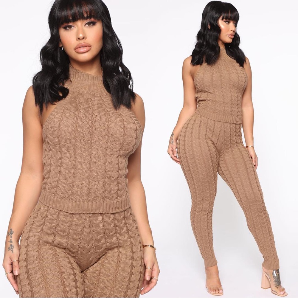 Brown mocha 2 piece sweater set